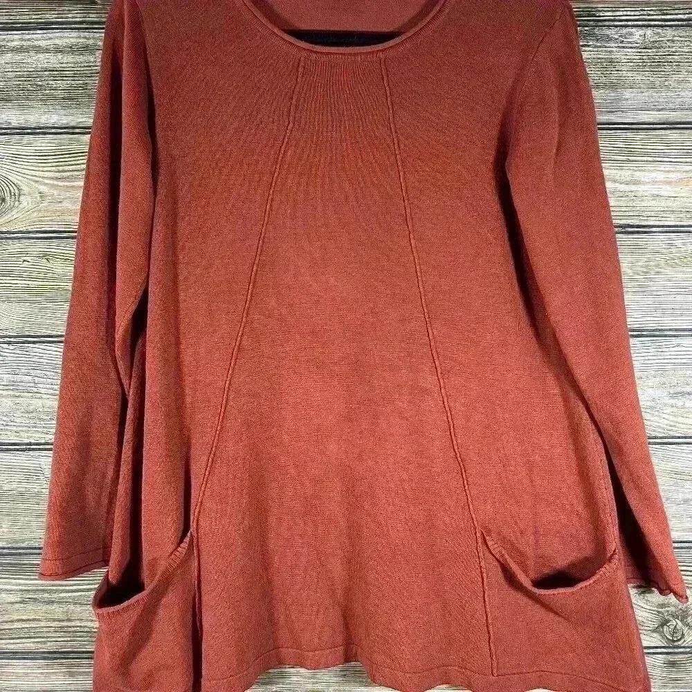 Hannah Rust Sweater Knit Long Sleeve Pullover Tunic Size Small